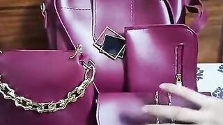 Product Name 4 Pcs Womens PU Leather Plain Hand Bag Set RS2700