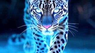Blue leopard walking
