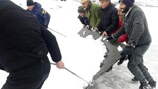 Cleaning Snow From Ice Skating Ground