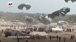 Humiliation- Palestinians scramble to collect airdropped aid in