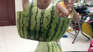 kid make dress by watermelon