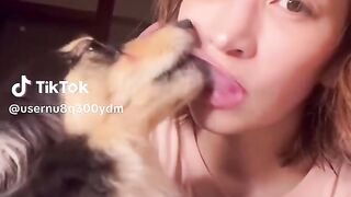 Dog Lick His Madam Passionately
