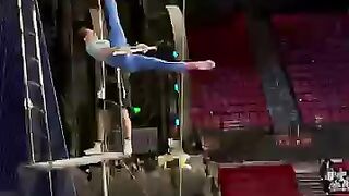 She is incredible  extremesports split circus acrobatics flip trampoline performance