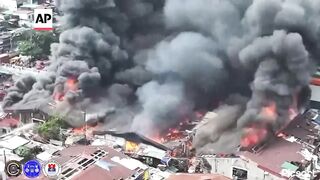 Massive fire breaks out in a residential area of Manila in the