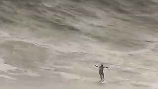 Every surfers  Muñoz diving under an avalanche at Punta De Lobos, Chile.