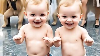 Twin Babies Arrive Like Celebrities at Airport with Luxury Dogs
