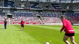 Two touch challenge with Podolski