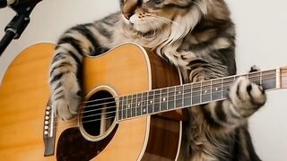 kucing lucu main gitar