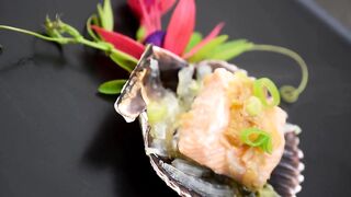 Garlic salmon food