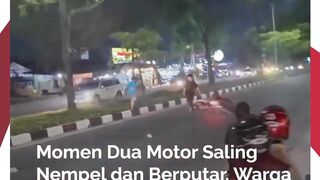 Motor Saling Menempel dan Berputar-putar di Jalan, Warga Terpaksa Gunakan Kayu untuk Menghentikannya