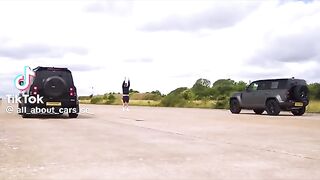 Racing between landrover Defender and Defender octa