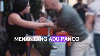 Muscular Woman Challenges Random Men to Arm Wrestling  Strength Test