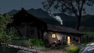 A serene rural night scene