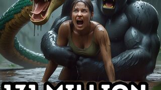 131 million years ago  When a beautiful woman and a gorilla faced a snake