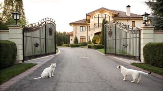 Two cats are talking to each other about this house
