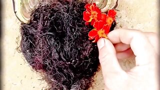 Amazing Ground Art  Girl Carrying Basket of Fruits Created with Natural Materials