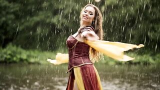 Girls at the time of raining.