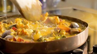 Vegetable curry cooking