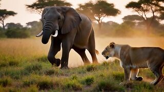 Elefante e leão lutam até a morte