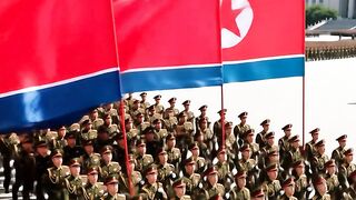 North Korea soldiers parade