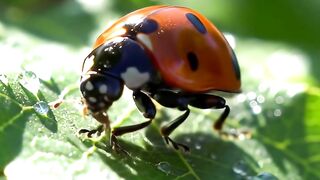 Macro of Ladybug On A Leaf