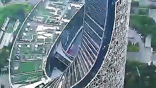 China Build a Skyscraper with Chinese Characters Pasted