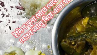 Hilsha fish with potato  eggplant bharta