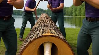 rescue pelican from the huge log