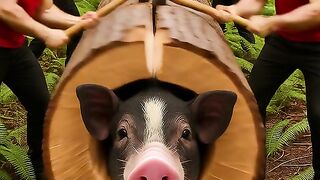 rescue giant pig from giant log