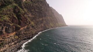 Drone Footage of a Mountain by the Sea