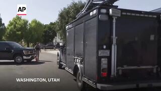 Authorities tow away Charlie Kirk shooting suspects vehicle from his