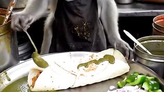 Monkey chef cooking of India