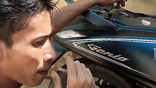 Not many people know how to take petrol from a motorbike tank without having to suck it out.