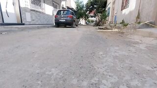 The kittens race with their mother to get to the food server.
