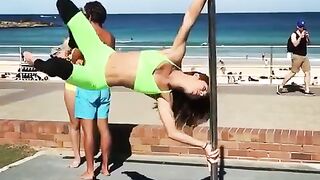 Gymnastics on the Beach  Incredible Moves  Flexibility!