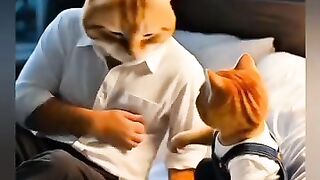 Cute father and son cats story