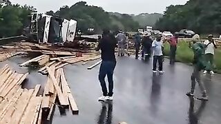 Aftermath of truck crash on M19 Pinetown bound
