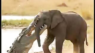 the mother elephants anger towards the crocodile