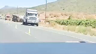 Scene of a diesel tanker crash on R60