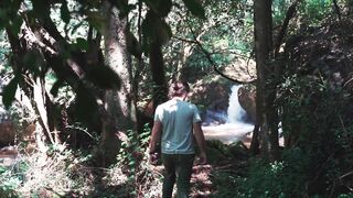 hidden waterfall in between the jungle