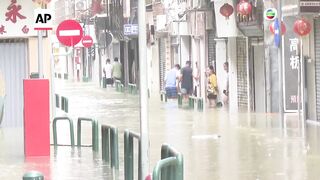 Typhoon Ragasa floods streets in Macao as it lashes southern