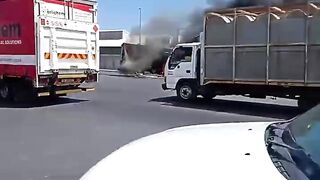 Borcherds Quarry Road Closed Due to Fiery Truck Crash