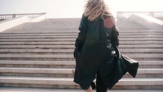 Smoking Girlfriend Sitting on Stairs