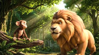 The Proud Lion  Clever Monkey  3D Cartoon Moral Story in Urdu Hindi  Jungle Tales Pixar Style