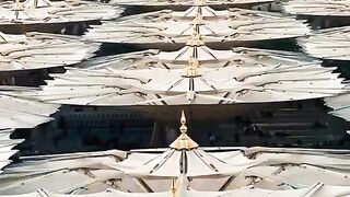 The splendor of the giant umbrella of the Nabawi Mosque