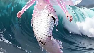 美人饮料粉猫鱼白猫 可爱猫咪 美人鱼 饮料 剧情演绎无不良导向