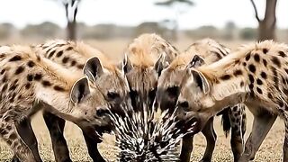 5마리 하이에나 vs 고슴도치   5 hyenas vs hedgehog   ハイエナvsハリネズミ
