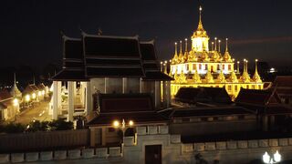 Temple Night Drone Shot