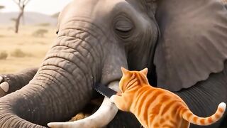 The cat bit off the elephants trunk.
