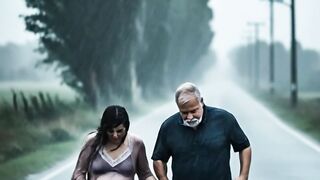 Father Protects His Pregnant Daughter in a Heavy Rainstorm  Emotional Cinematic ASMR